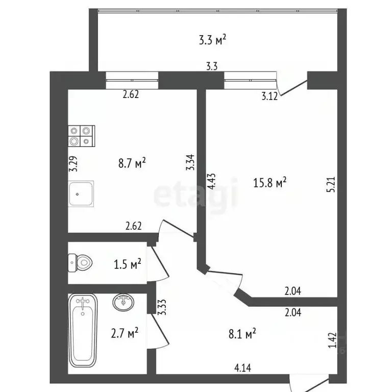 1-к кв. Татарстан, Набережные Челны ул. Жемчужная, 38 (40.1 м) - Фото 2