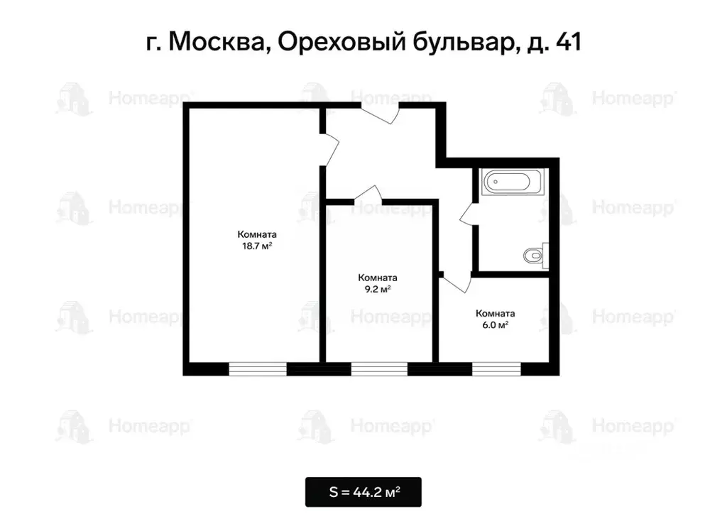 2-к кв. Москва Ореховый бул., 41 (44.2 м) - Фото 1