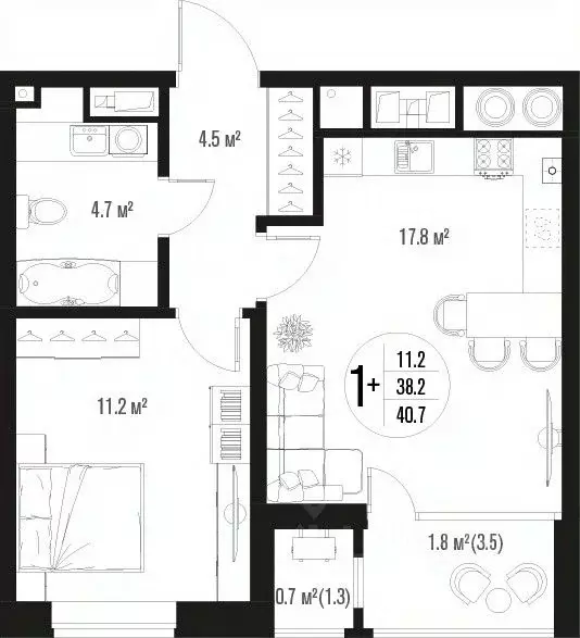 1-к кв. Астраханская область, Астрахань ул. Трофимова (40.7 м) - Фото 1