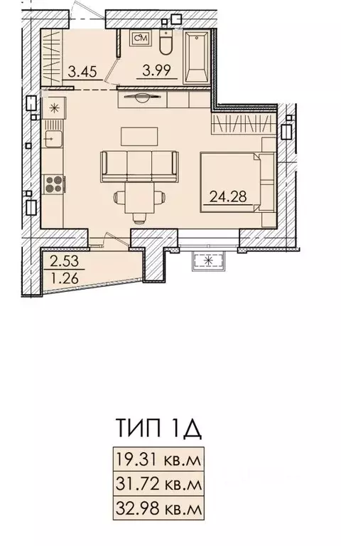 1-к кв. Пензенская область, Пенза ул. Герцена, с106 (34.05 м) - Фото 0
