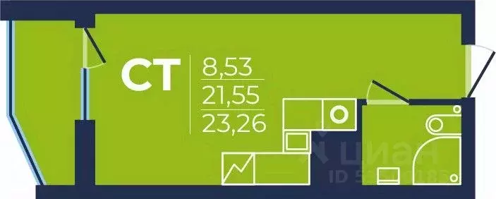 1-к кв. Башкортостан, Уфа просп. Дружбы Народов, 51 (23.1 м) - Фото 0