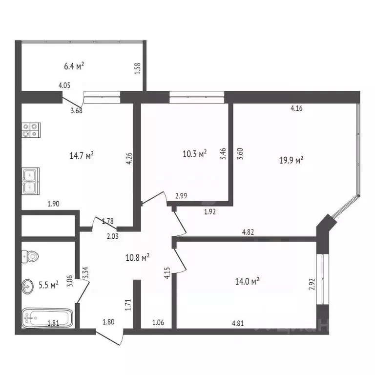 3-к кв. Краснодарский край, Анапа Крепостная ул., 51к1 (75.0 м) - Фото 2