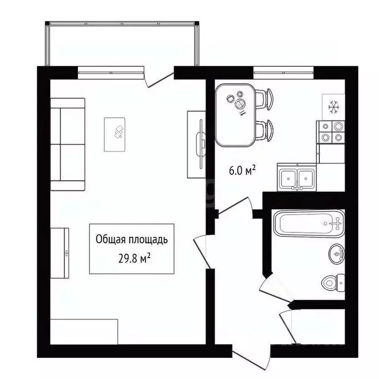 1-к кв. Новосибирская область, Искитим Подгорный мкр, 48 (29.8 м) - Фото 2