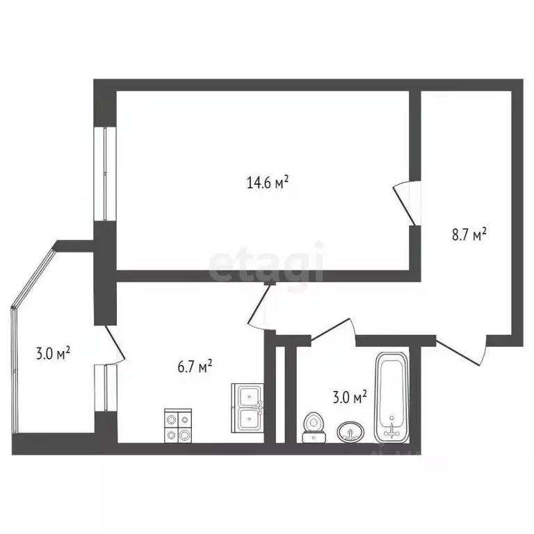 1-к кв. Тюменская область, Тюмень ул. Алексея Леонова, 30 (33.0 м) - Фото 2