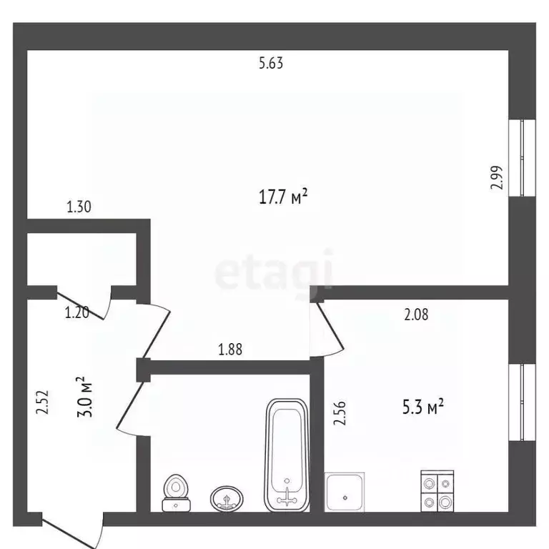 1-к кв. Тюменская область, Тюмень Тульская ул., 7 (29.6 м) - Фото 1