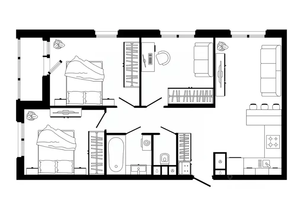 3-к кв. Тульская область, Тула ул. Седова, 26к3 (77.3 м) - Фото 1