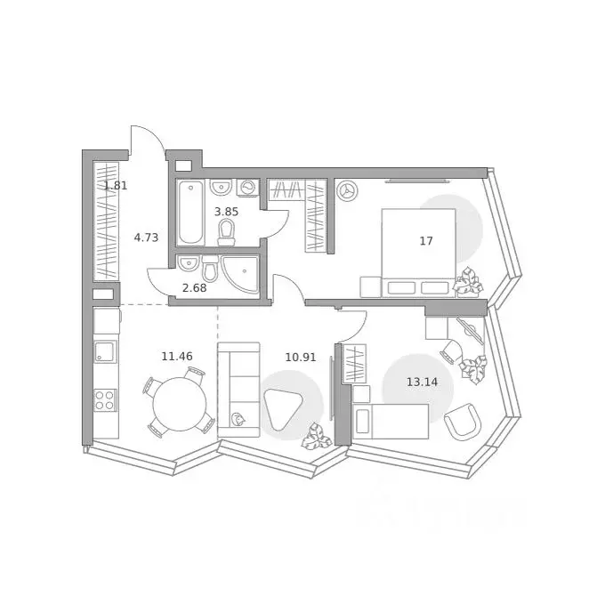 3-к кв. Москва ул. Народного Ополчения (65.58 м) - Фото 1