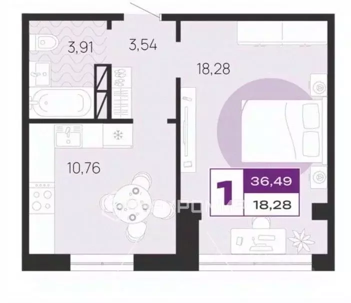 1-к кв. Брянская область, Брянск ул. А.К. Толстого, 3Б (36.5 м) - Фото 2