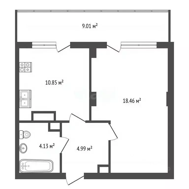 1-к кв. Крым, Феодосия ул. Грина, 43 (38.0 м) - Фото 2