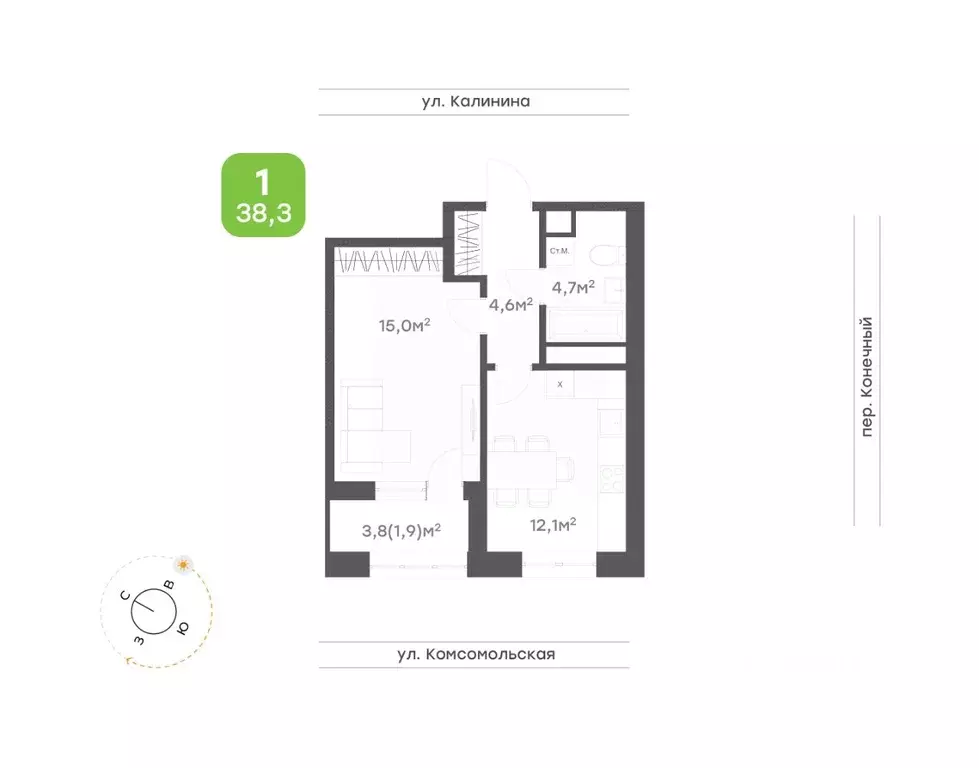 1-к кв. Хабаровский край, Хабаровск Клубный Дом на Калинина жилой ... - Фото 1