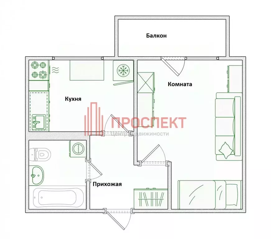 1-к кв. Пензенская область, Пенза Ладожская ул., 63 (25.9 м) - Фото 2