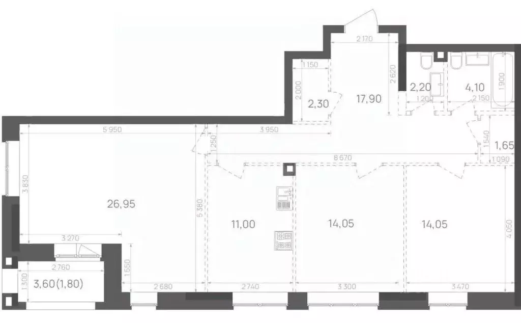 3-к кв. Татарстан, Казань Краснококшайская ул., 60 (93.5 м) - Фото 2