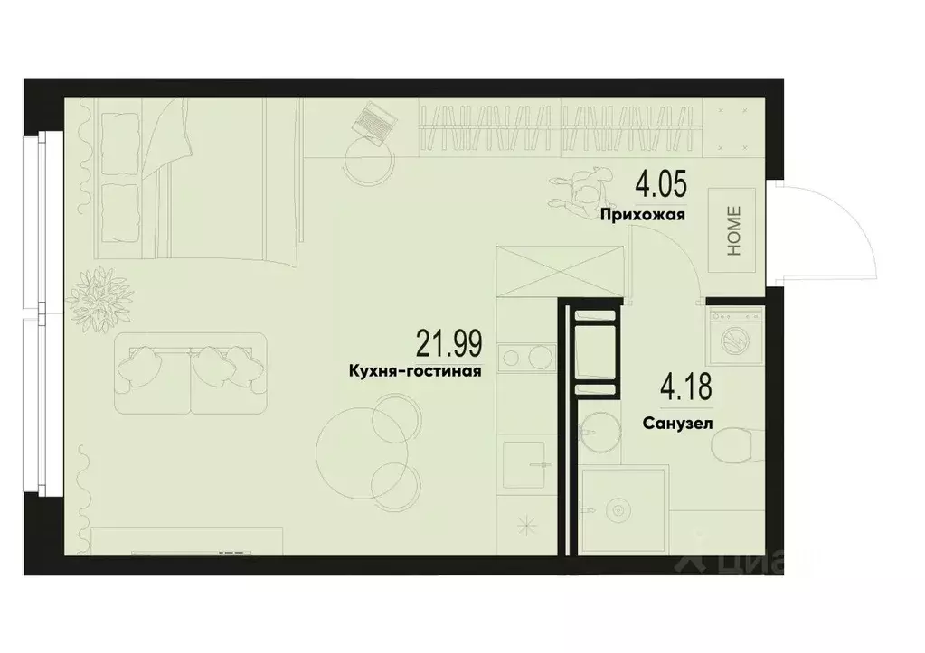 Студия Ленинградская область, Мурино Всеволожский район, ID Murino III ... - Фото 1