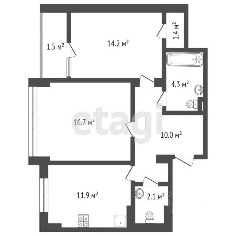 2-к кв. Крым, Симферополь ул. Дзюбанова (65.0 м) - Фото 1
