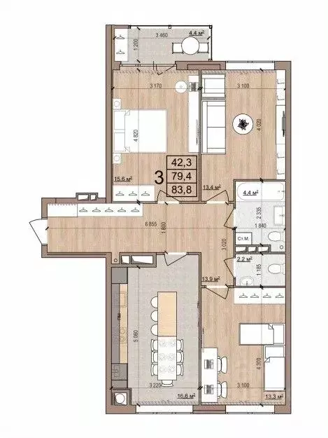 3-к кв. Рязанская область, Рязань Медицинская ул., 3 (83.8 м) - Фото 0