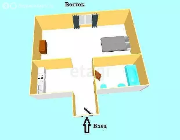 1-комнатная квартира: Южно-Сахалинск, Полевая улица, 14 (30 м) - Фото 1