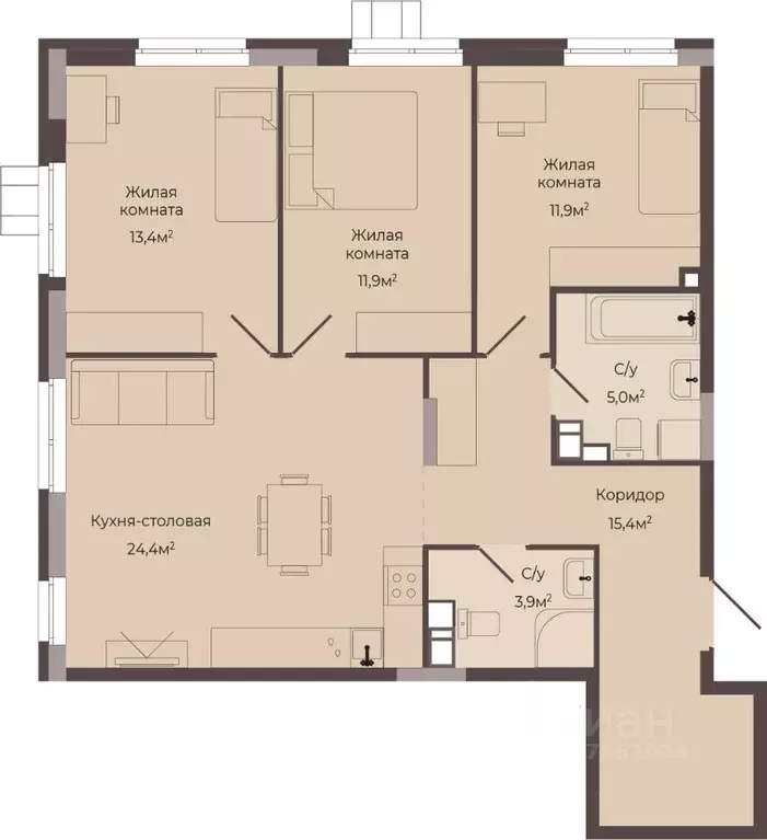 3-к кв. Нижегородская область, Нижний Новгород Соцгород жилрайон, 1-й ... - Фото 2