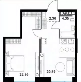 2-к кв. Москва Инноватор жилой комплекс, кА (50.2 м) - Фото 0