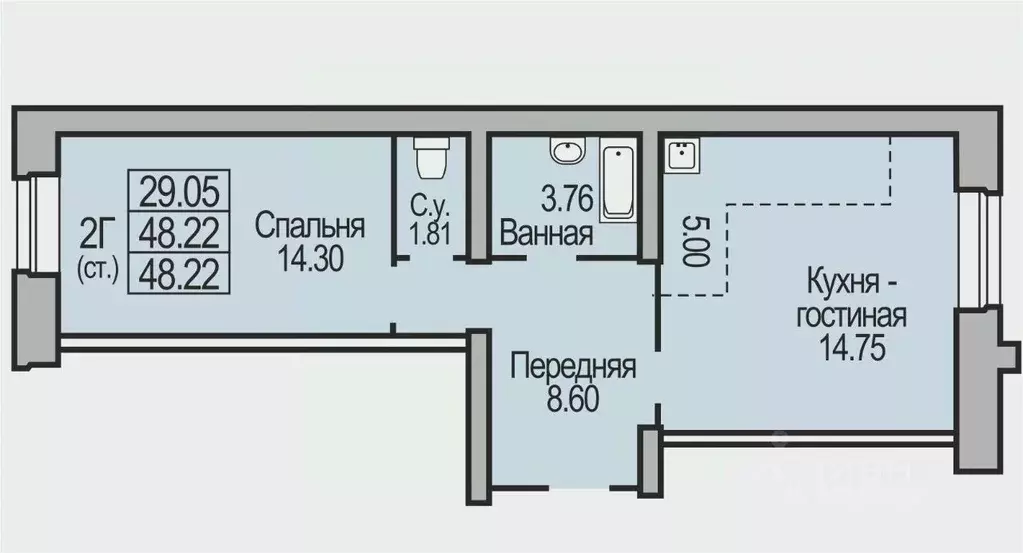 2-к кв. Новосибирская область, Бердск Южный мкр,  (48.22 м) - Фото 0