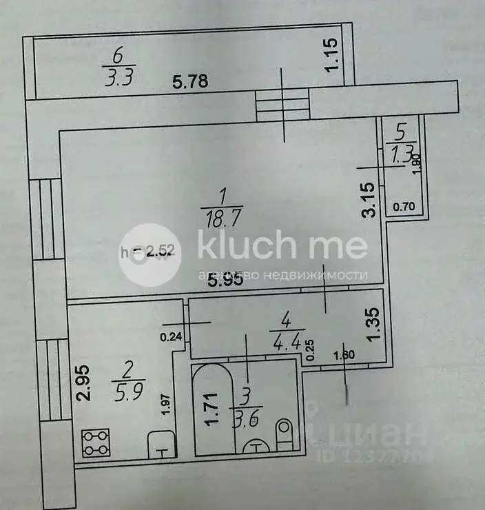 1-к кв. Татарстан, Казань ул. Рихарда Зорге, 77 (37.2 м) - Фото 1