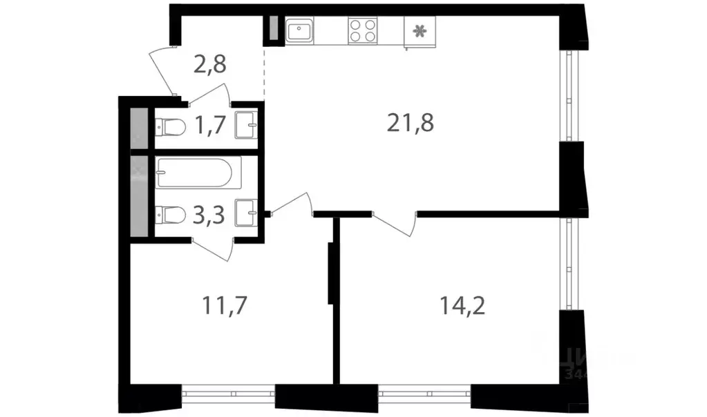 2-к кв. Москва Семеновский Парк 2 жилой комплекс (55.5 м) - Фото 0