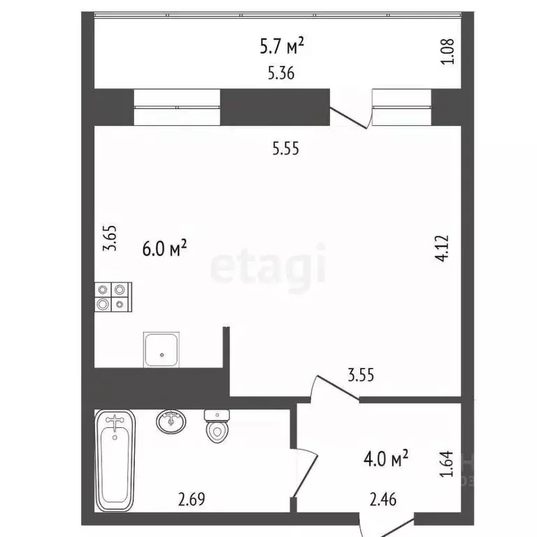 Студия Ямало-Ненецкий АО, Новый Уренгой просп. Губкина, 28 (30.5 м) - Фото 2