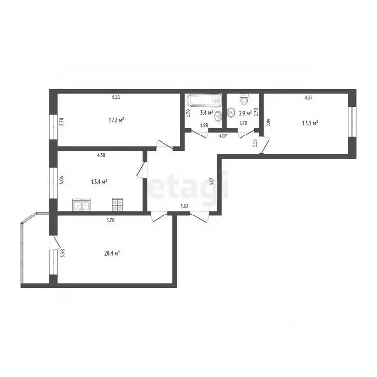 3-к кв. Тюменская область, Тюменский муниципальный округ, Боровский рп ... - Фото 1