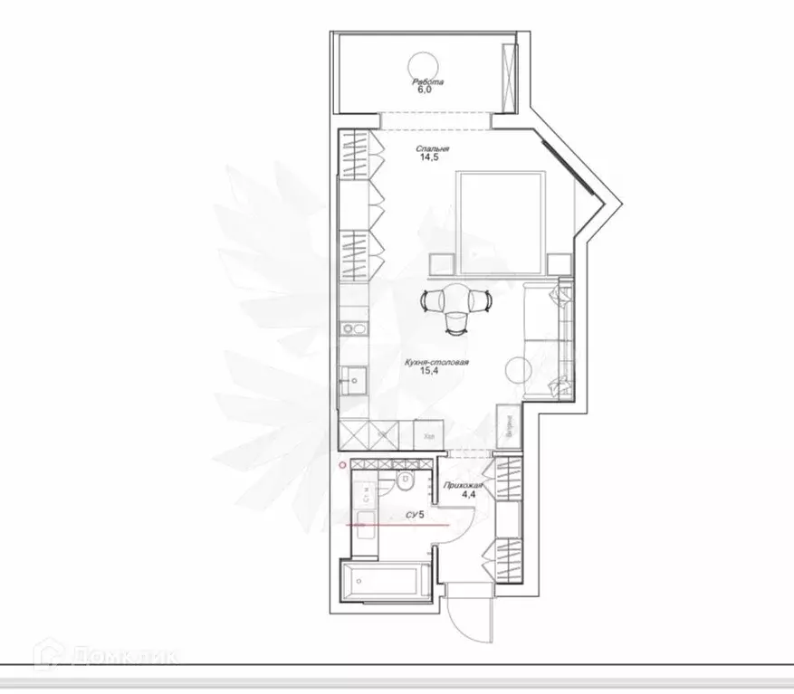 Продаётся квартира-студия, 47.1 м - Фото 1