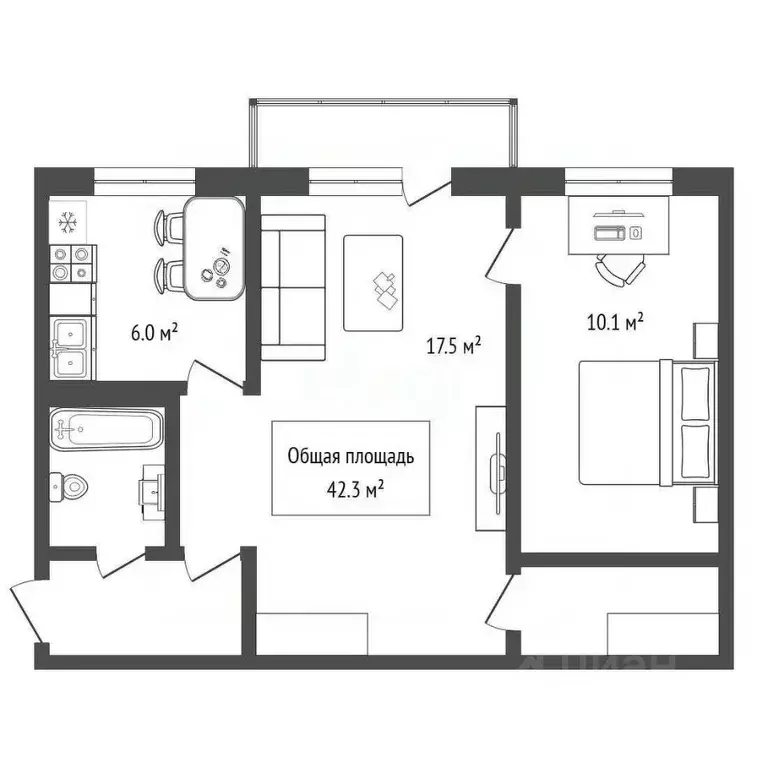 2-к кв. Новосибирская область, Обь ул. ЖКО Аэропорта, 6 (42.3 м) - Фото 1