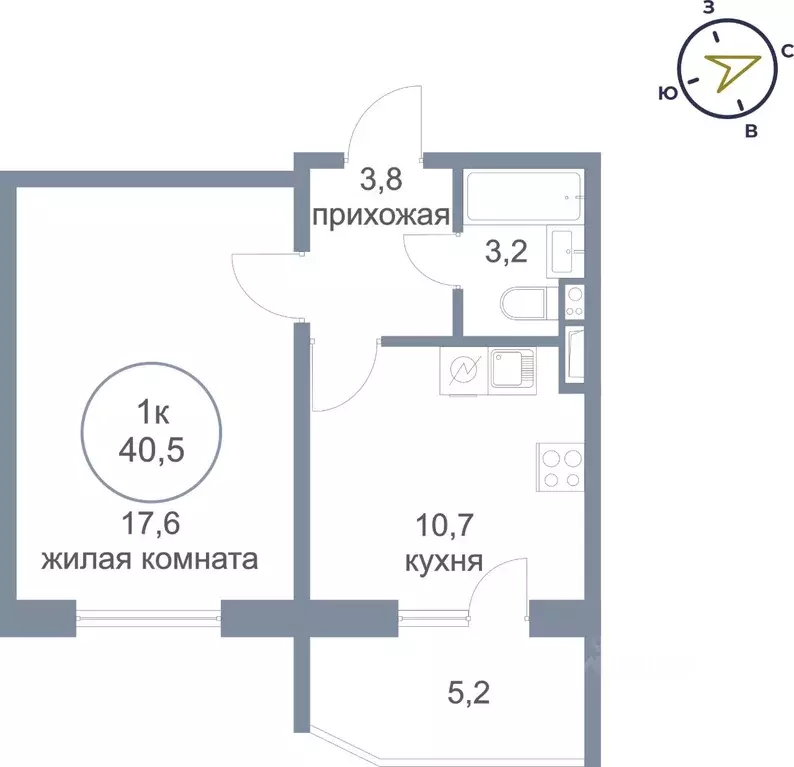 1-к кв. Ханты-Мансийский АО, Сургут тракт Югорский, 52/2 (40.5 м) - Фото 1
