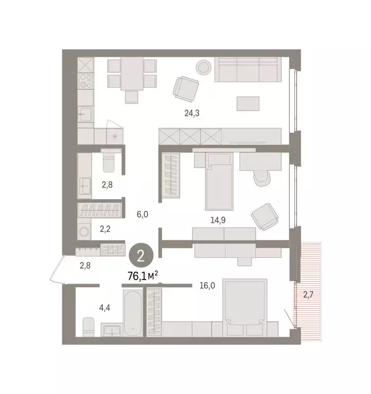 2-комнатная квартира: Екатеринбург, жилой район Сортировочный, ... - Фото 1