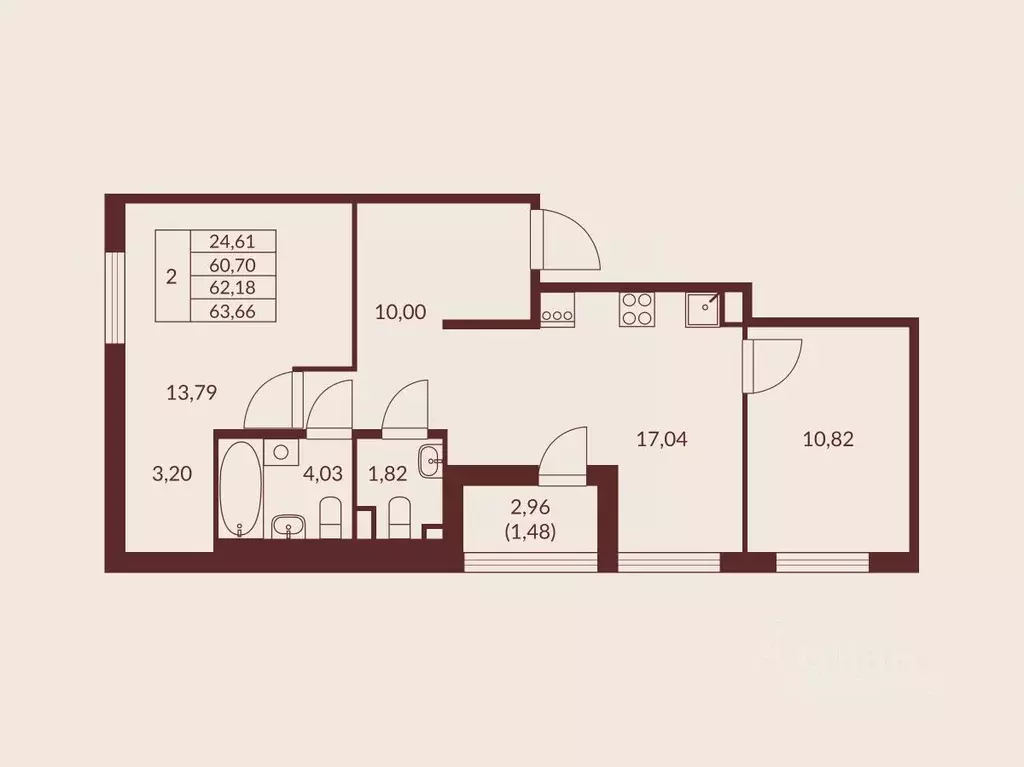 2-к кв. Ленинградская область, Мурино Всеволожский район, Мурино Спэйс ... - Фото 1