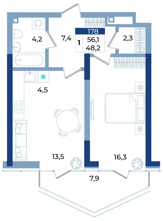 1-комнатная квартира: Алушта, Октябрьская улица, 10 (56.1 м) - Фото 1
