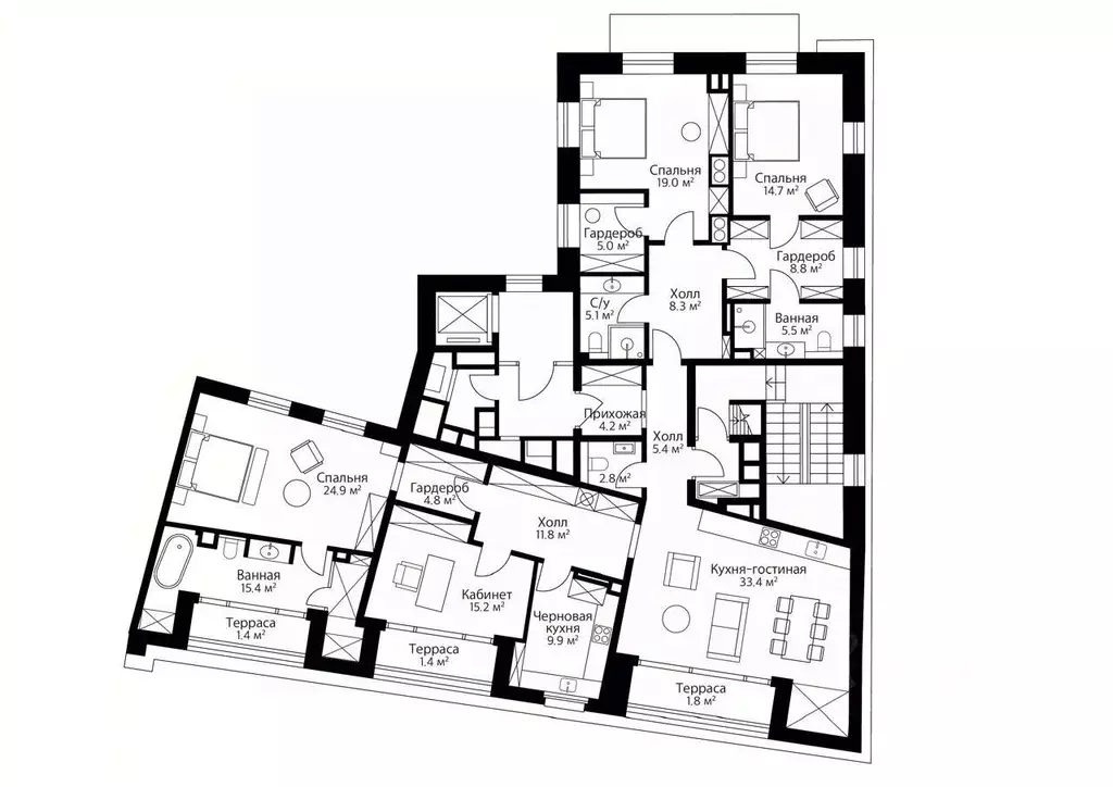 5-к кв. Москва Потаповский пер., 6С1 (191.0 м) - Фото 2