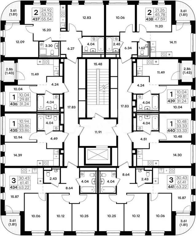 3-к. квартира, 63,2 м, 5/8 эт. - Фото 1