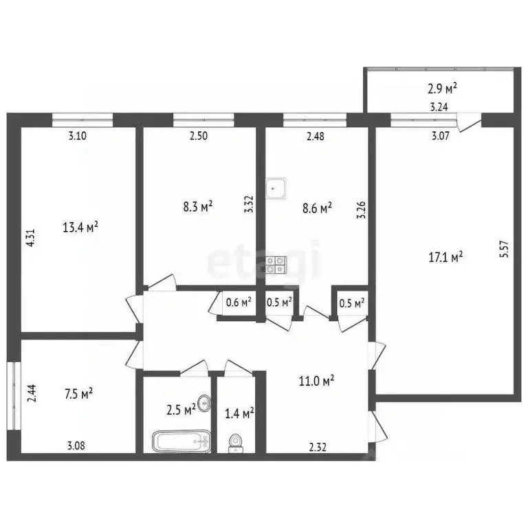 4-к кв. Саха (Якутия), Якутск Птицефабрика мкр, 10 (71.4 м) - Фото 0