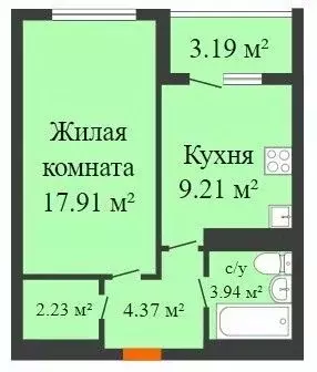 1-к кв. Воронежская область, Воронеж ул. Летчика Демьянова, 1 (39.0 м) - Фото 0