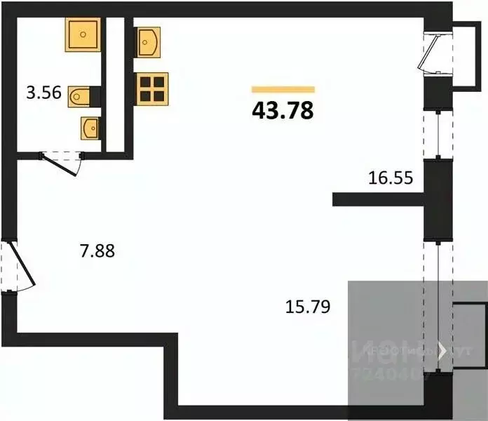 2-к кв. Воронежская область, Воронеж наб. Чуева, 7 (43.78 м) - Фото 0