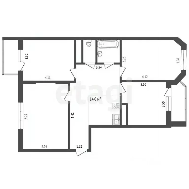 4-к кв. Московская область, Мытищи ул. Красная Слобода, 13 (88.5 м) - Фото 2