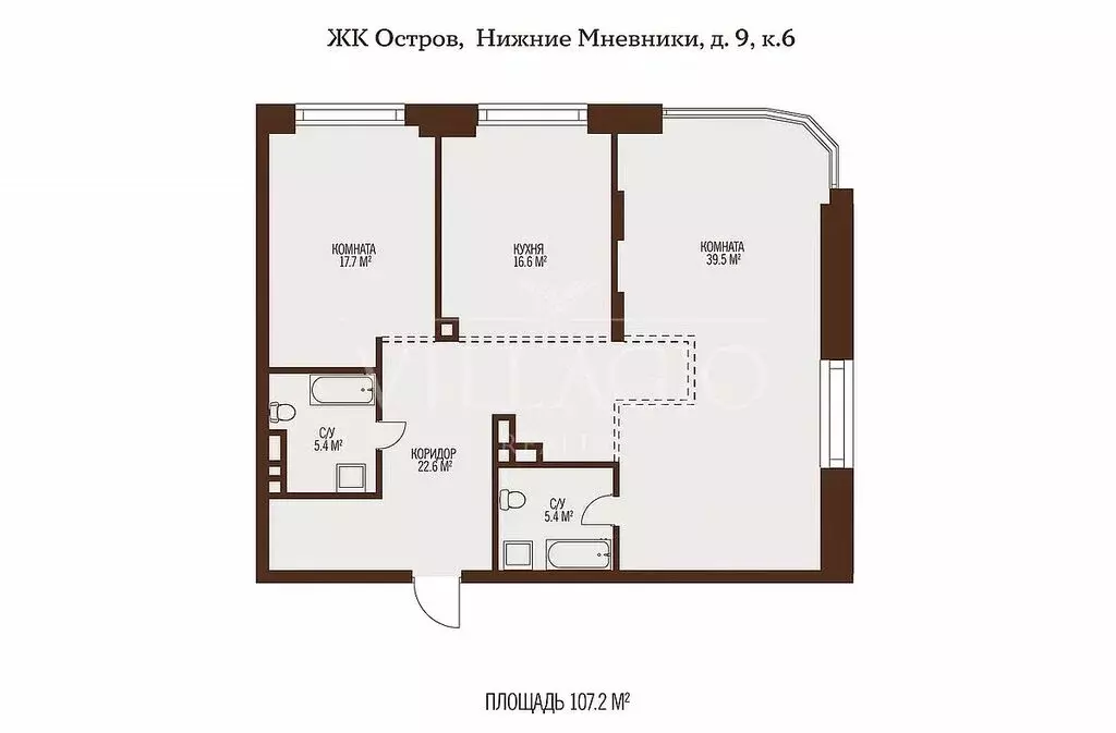 2-комнатная квартира: Москва, улица Нижние Мнёвники, 16к6 (107 м) - Фото 0