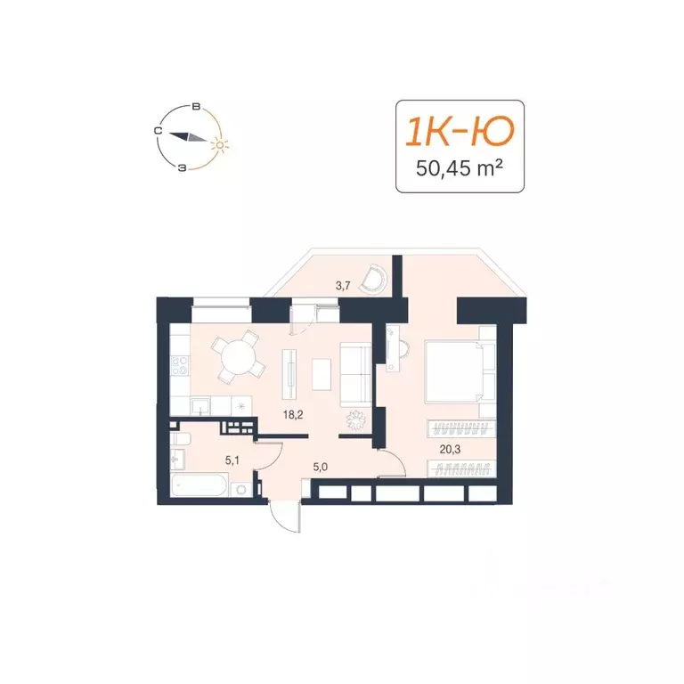 1-к кв. Свердловская область, Екатеринбург ул. Декабристов, 20 (50.45 ... - Фото 0