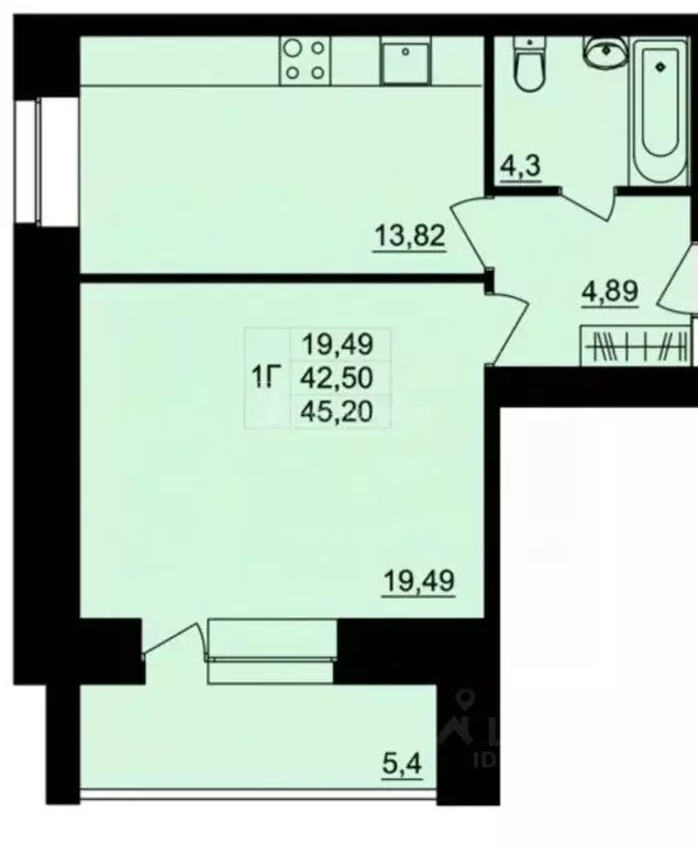 1-к кв. Владимирская область, Владимир ул. Родионовка, 8 (42.5 м) - Фото 1