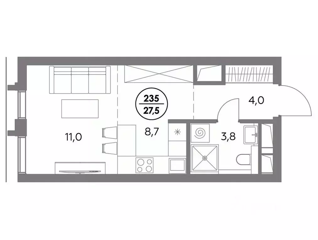 Студия Москва ул. Фридриха Энгельса, 56С9 (27.5 м) - Фото 0