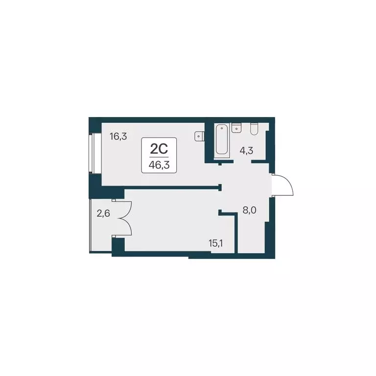 2-комнатная квартира: Новосибирск, ЖК Расцветай на Красном (46.3 м) - Фото 0