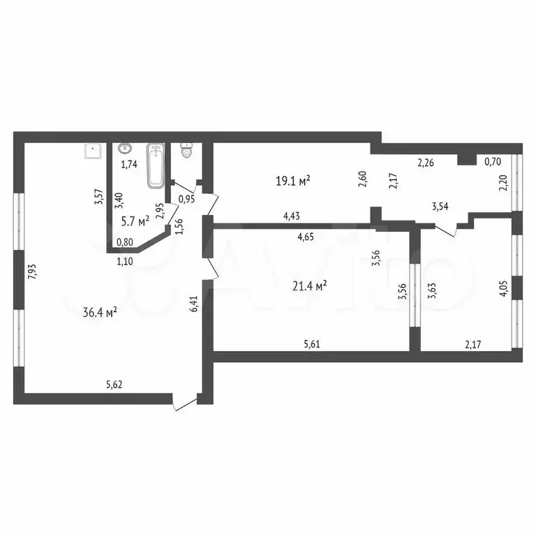 3-к. квартира, 83,3 м, 5/5 эт. - Фото 0