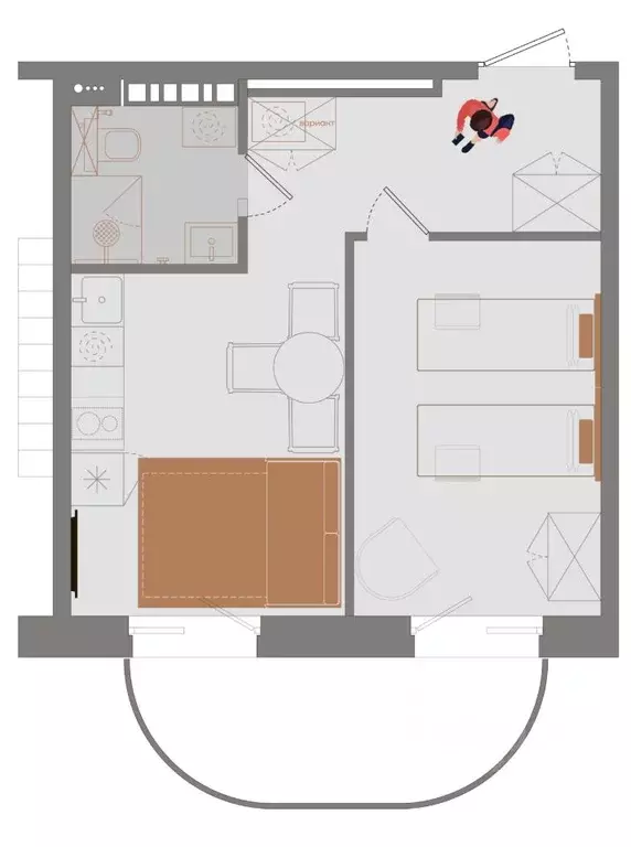 2-к кв. Иркутская область, Иркутск ул. Ширямова, 26 (41.96 м) - Фото 1