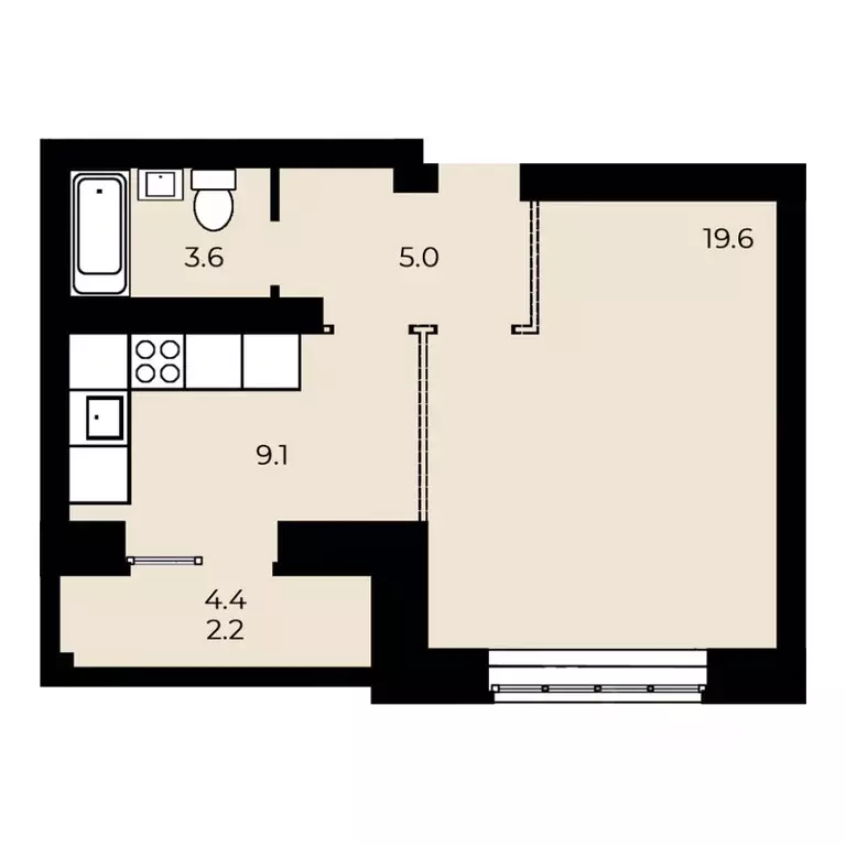 1-к кв. Омская область, Омск ул. 33-я Северная, 46 (39.47 м) - Фото 1