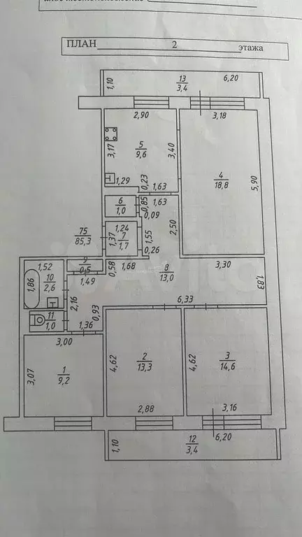 4-к. квартира, 92 м, 2/9 эт. - Фото 0