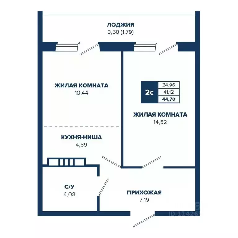2-к кв. Новосибирская область, Новосибирск Знаменский кв-л,  (44.7 м) - Фото 0
