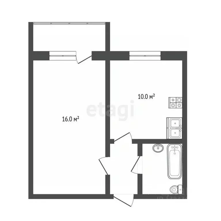 1-к кв. Тюменская область, Тюмень Таймырская ул., 70 (31.0 м) - Фото 1